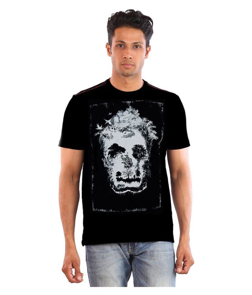     			Huetrap Cotton Black Printed T-Shirt