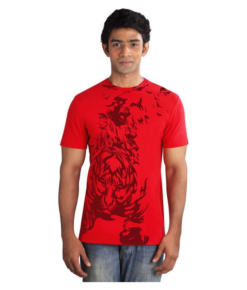     			Huetrap Cotton Red Printed T-Shirt