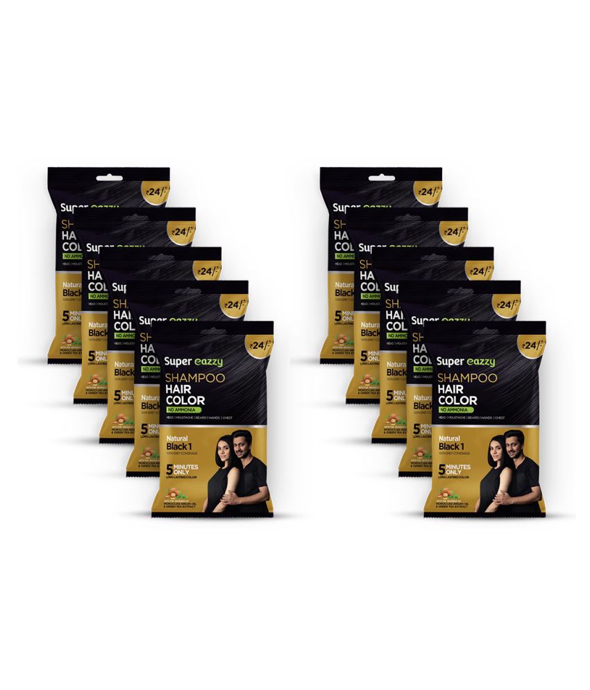     			VCare Super Eazzy Shampoo Temporary Hair Color Black 20 mL Pack of 10