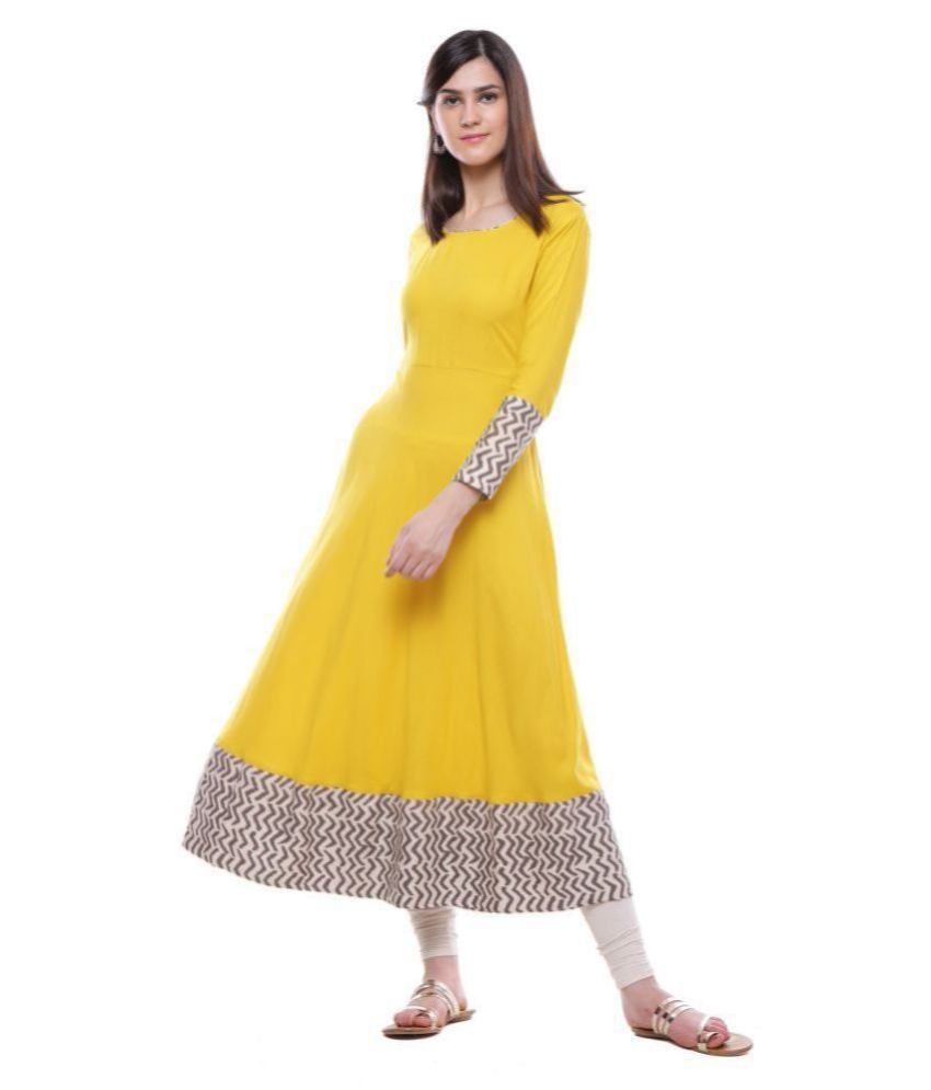     			Divena Rayon Yellow Regular Dress