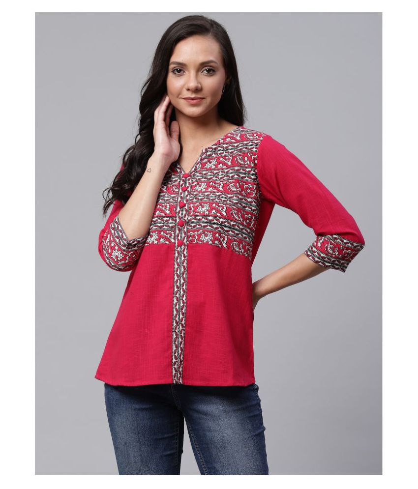     			Yash Gallery - Maroon Cotton Women's Tunic ( Pack of 1 )