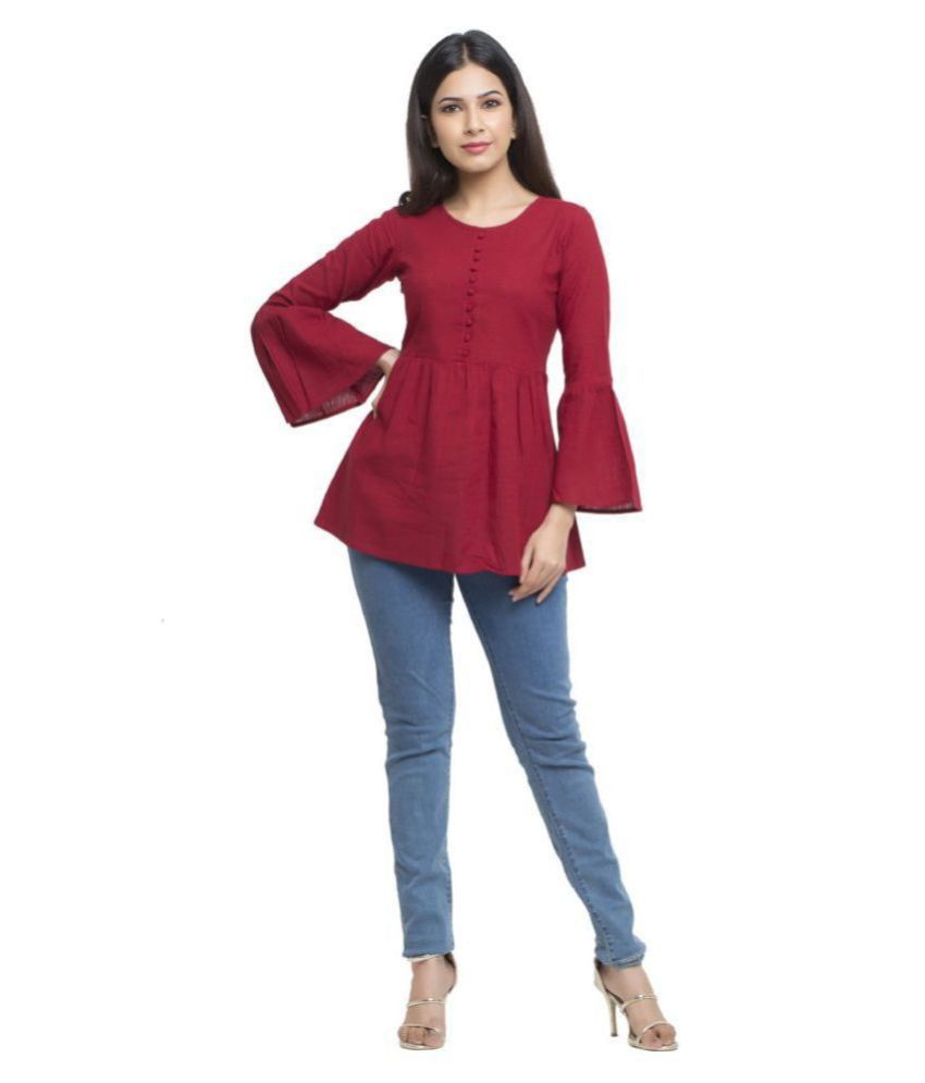     			Yash Gallery - Maroon Cotton Women's Empire Top ( Pack of 1 )
