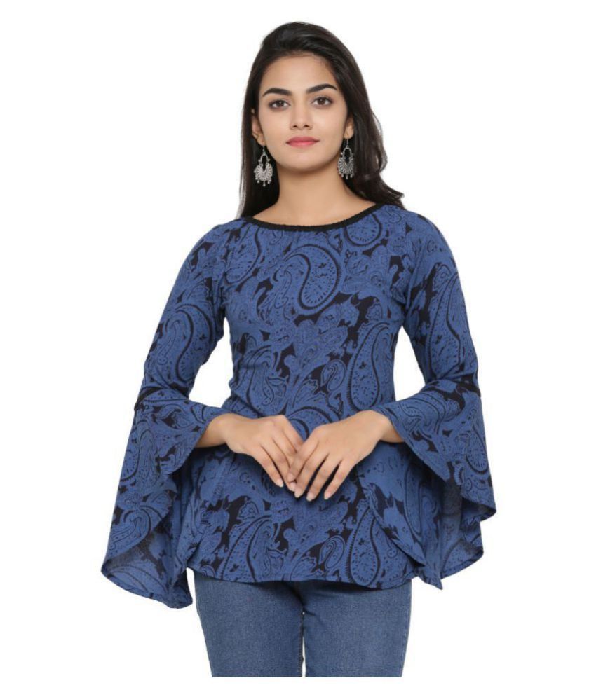     			Yash Gallery Blue Rayon Women's Regular Top ( Pack of 1 )