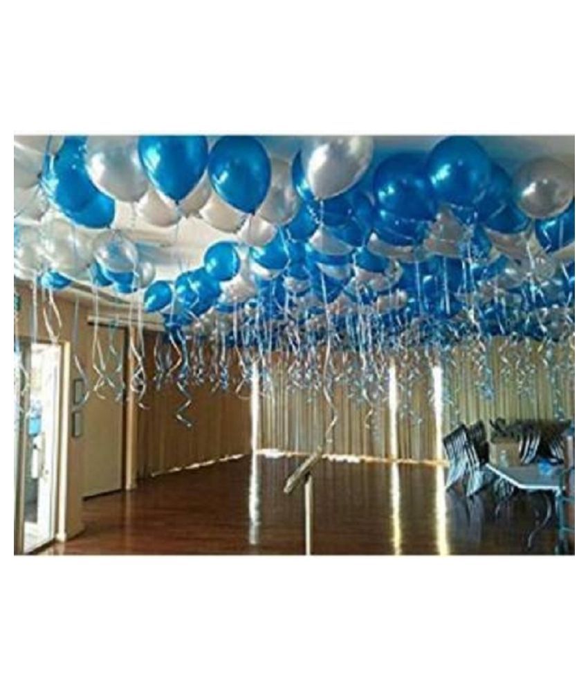     			GNGS Birthday / Anniversary Party Decoration Balloons (Blue, Silver, Pack of 50)