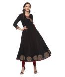 Yash Gallery - Black Cotton Women's Angrakha Kurti ( Pack of 1 )