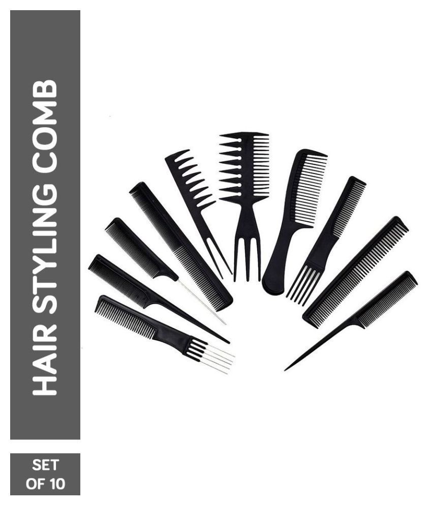 NFI Essentials Professional Hair Styling Comb Kit- Set of 10 Combs
