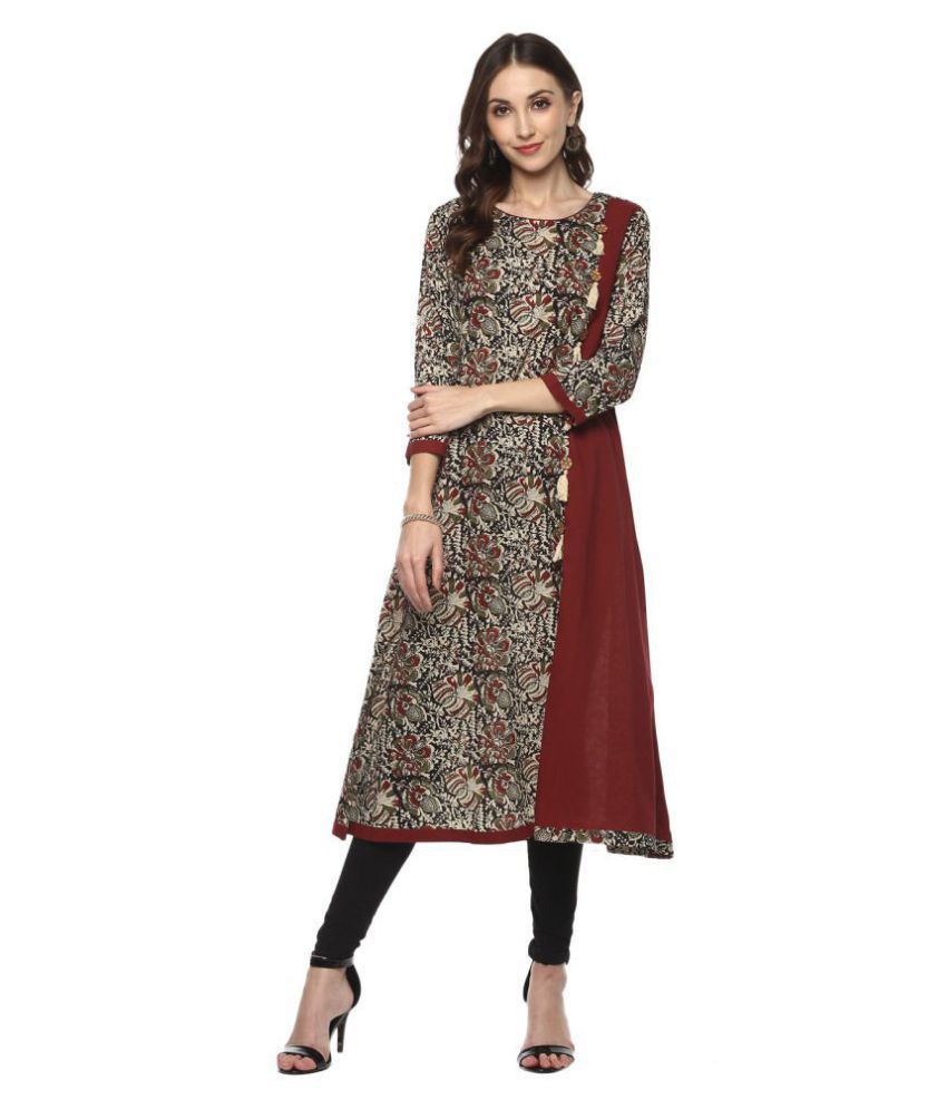     			Yash Gallery Pack of 1 Cotton Printed Flared Women's Kurti - ( Multicolor )