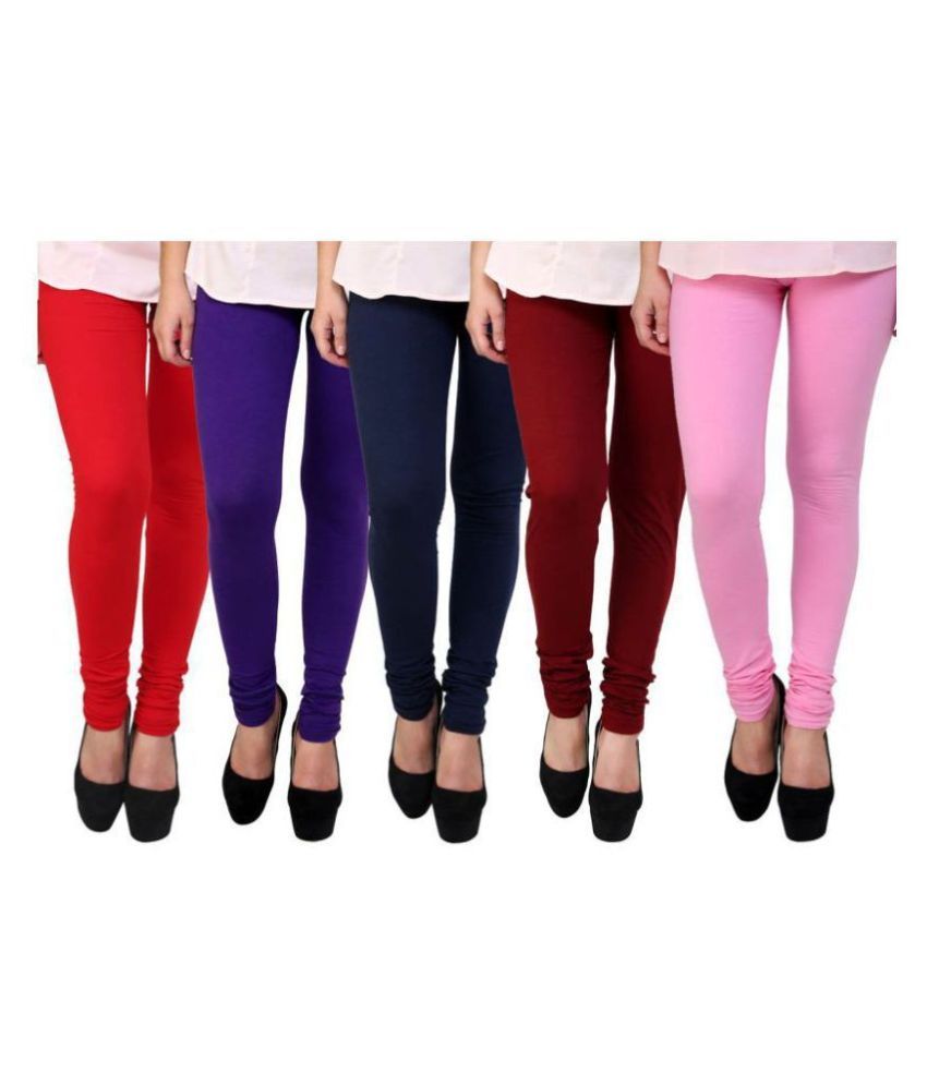     			Famaya Pack of 5 Girls 100% Cotton Leggings ( Multi )