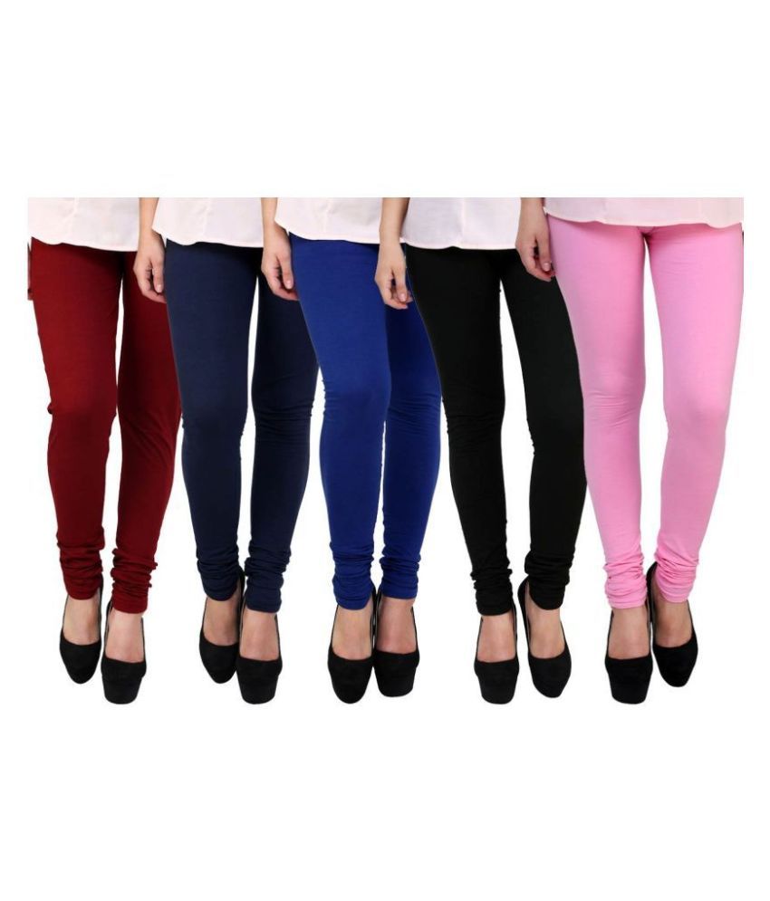     			Famaya Pack of 5 Girls 100% Cotton Leggings ( Multi )