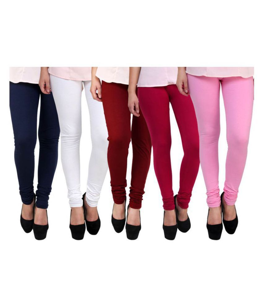     			Famaya Pack of 5 Girls 100% Cotton Leggings ( Multi )