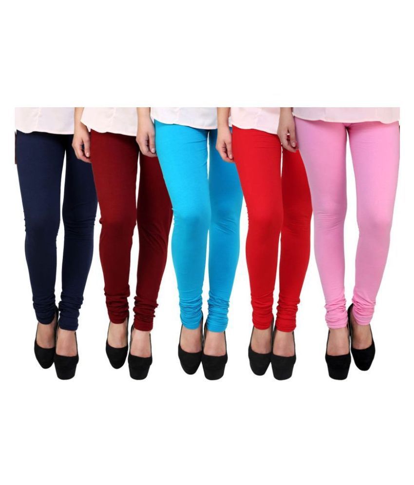     			Famaya Pack of 5 Girls 100% Cotton Leggings ( Multi )