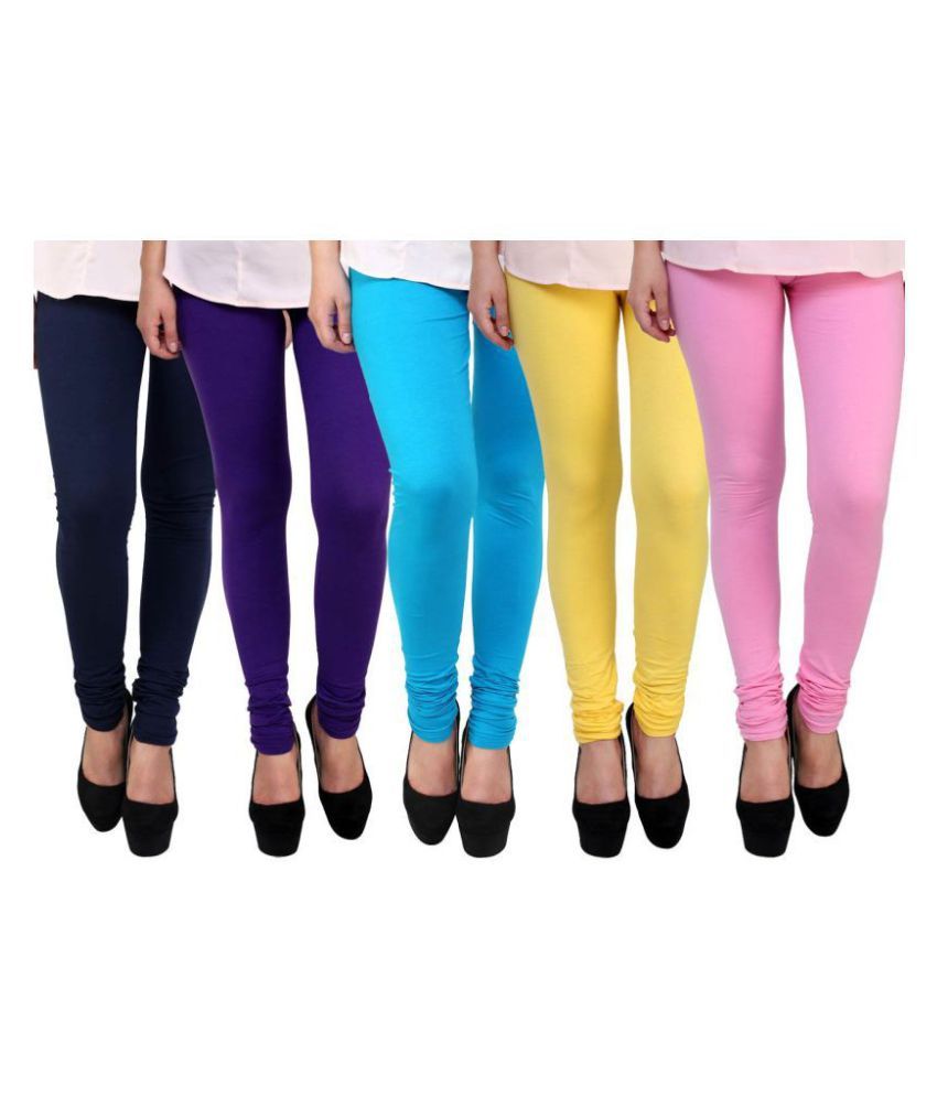     			Famaya Pack of 5 Girls 100% Cotton Leggings ( Multi )