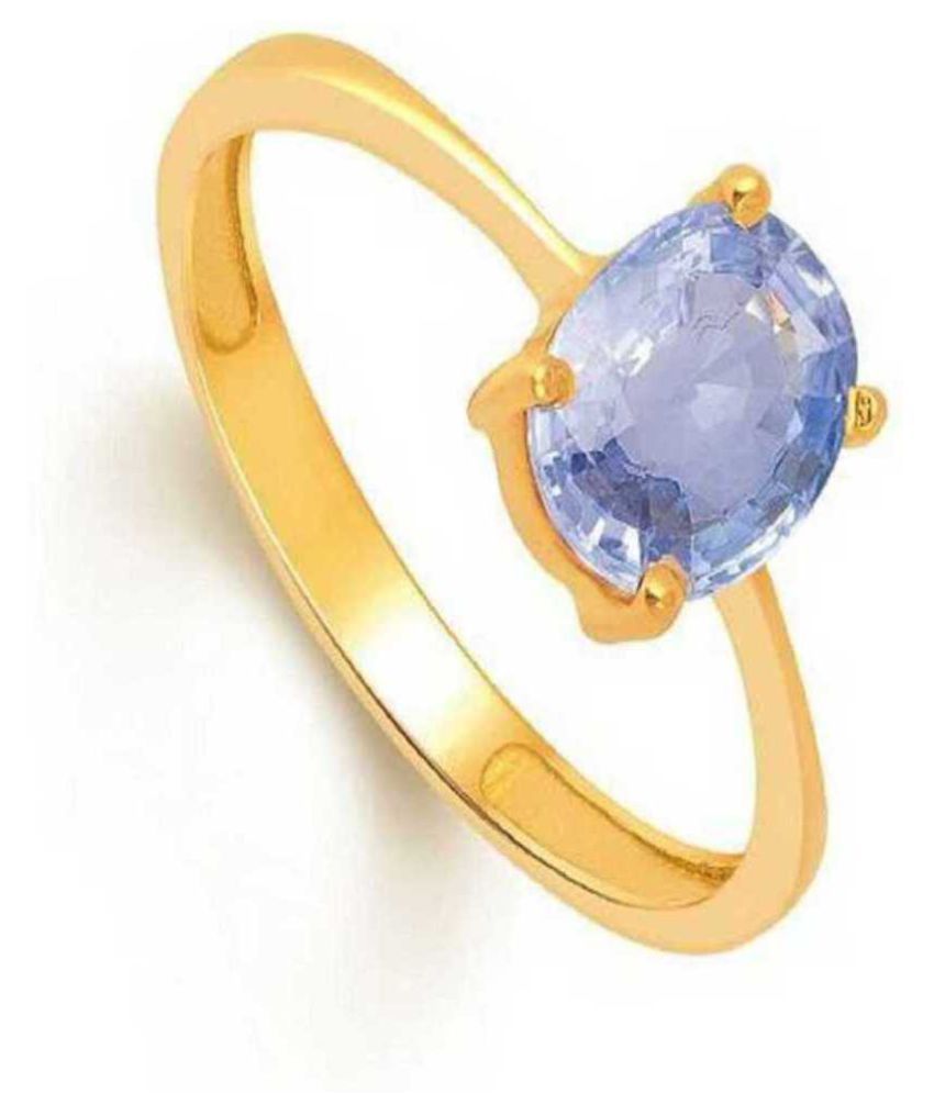 7.25 Carat Blue Sapphire Gold Plated Ring for Men Women Neelam Ring ...