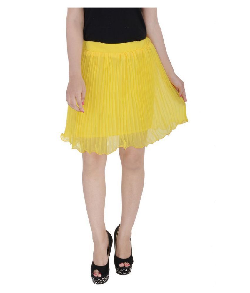 Rajasthani Sarees Chiffon Pleated Skirt - Yellow