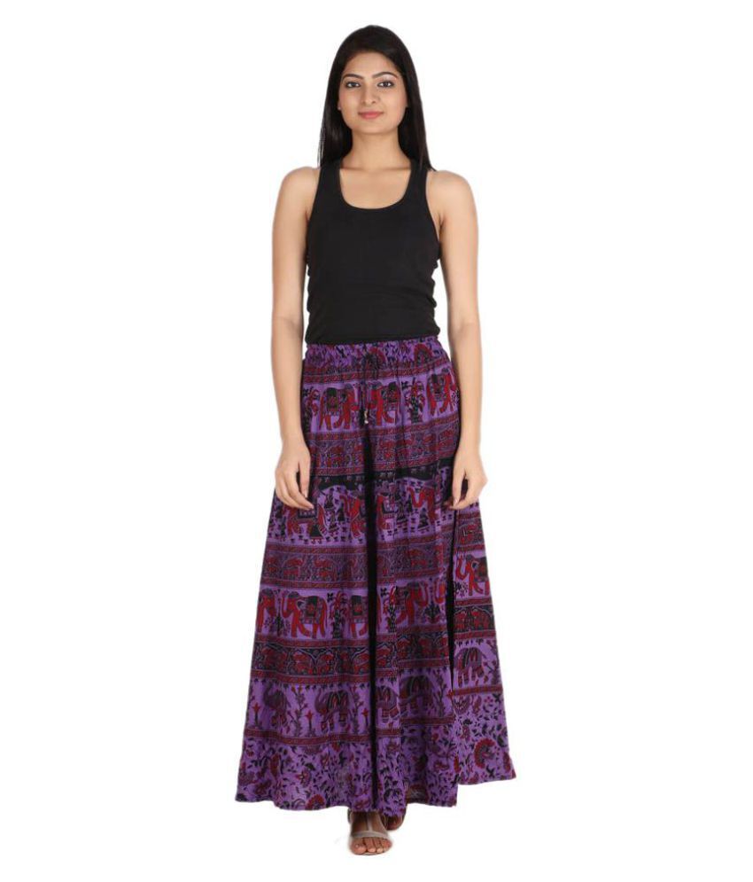 Buy Rajasthani Sarees Cotton A-Line Skirt - Multi Color Online at Best ...