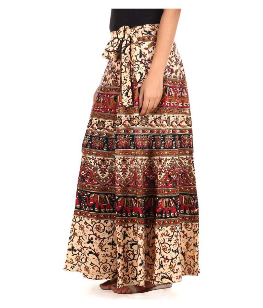 Buy Rajasthani Sarees Cotton Wrap Skirt - Multi Color Online at Best ...