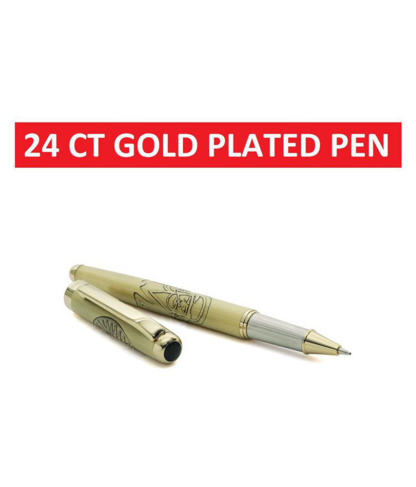     			Hayman 24 ct Gold Plated Sia baba ji & om Engraved Roller Ball Pen with Box