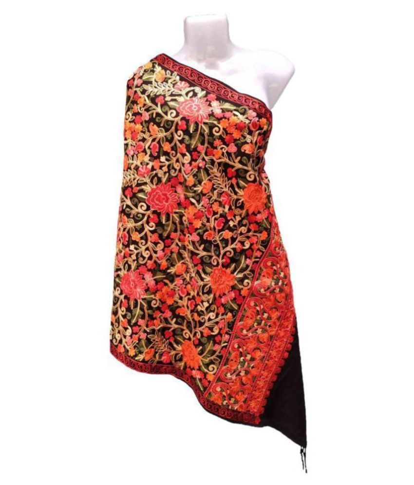 KASHMIRI Black Floral Pashmina Stoles Buy Online at Low Price in India