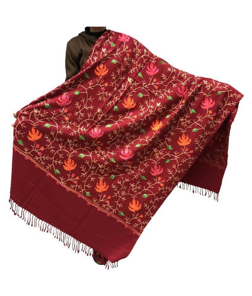Buy Kashmiri Shawl Maroon Ari Embroidery Shawl Online at Best Price in