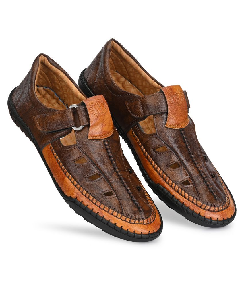 Prolific Brown Faux Leather Sandals Price in India- Buy Prolific Brown Faux Leather Sandals 