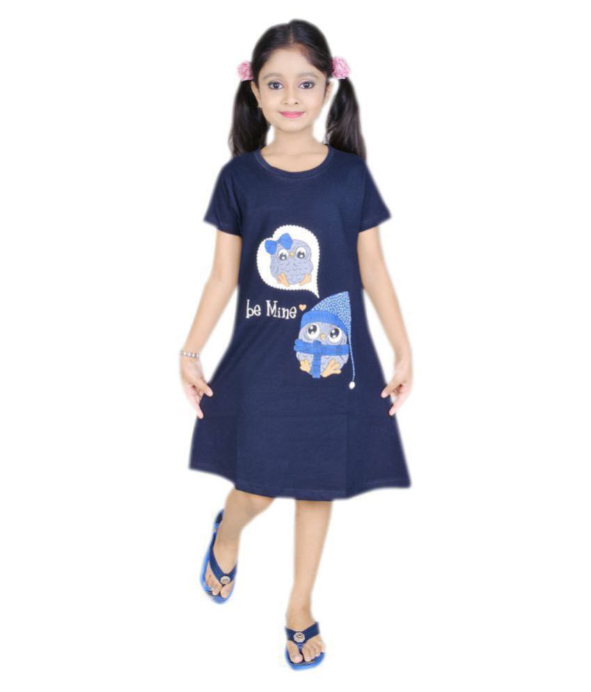 Todd N Teen - Navy Cotton Girls Night Gown ( Pack of 1 )