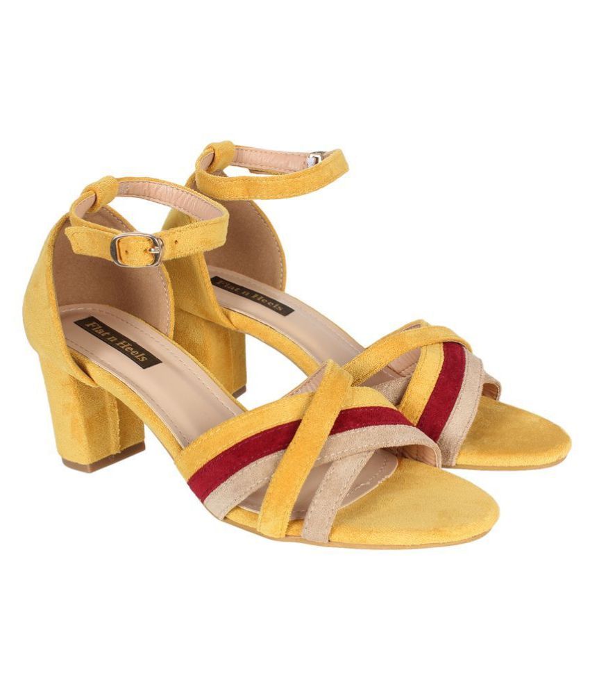 block heels yellow