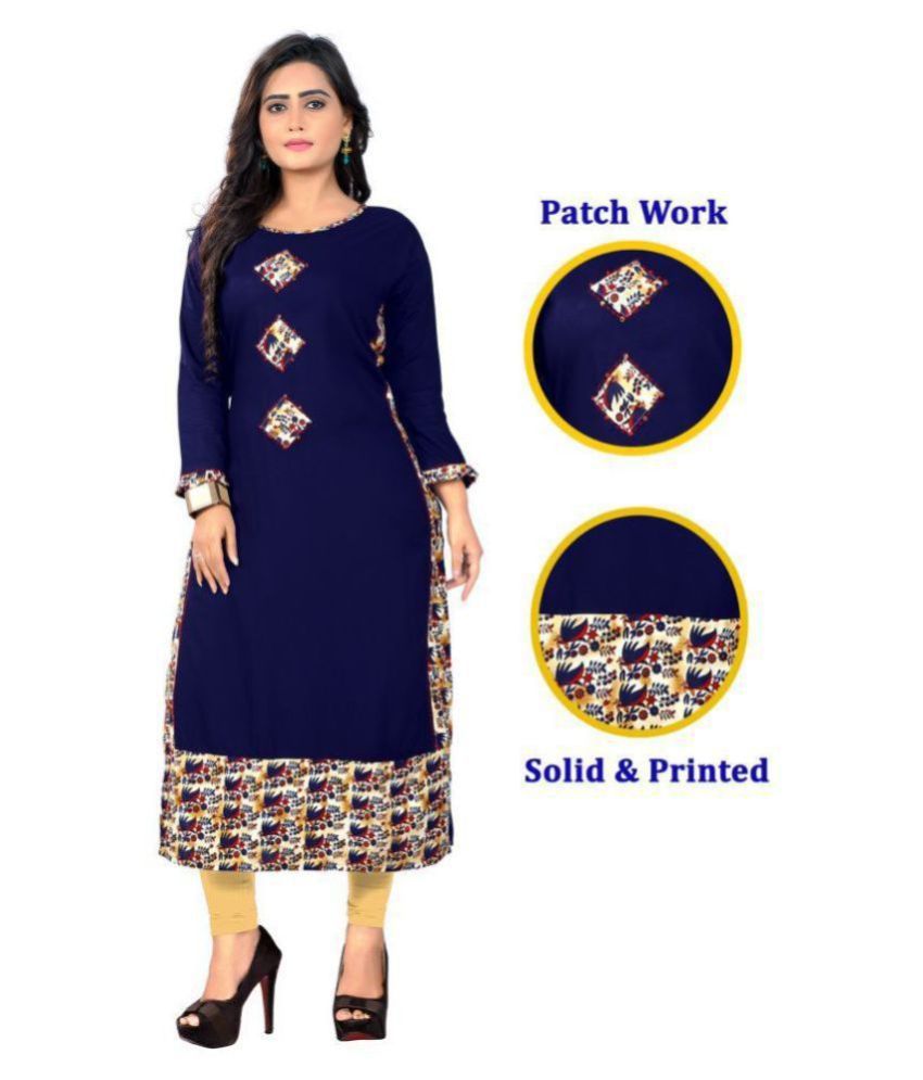     			Vbuyz - Blue Rayon Women's Straight Kurti