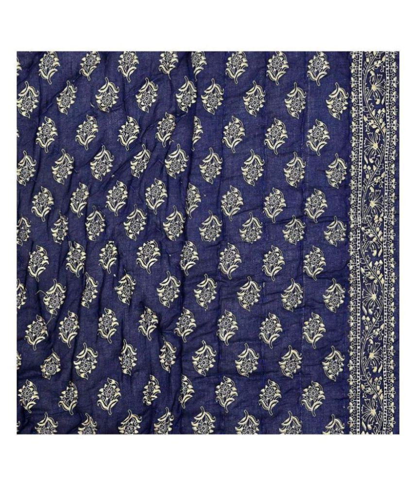 Jaipuri Razai Single Cotton Blue Floral Quilt Coordinated Buy Jaipuri
