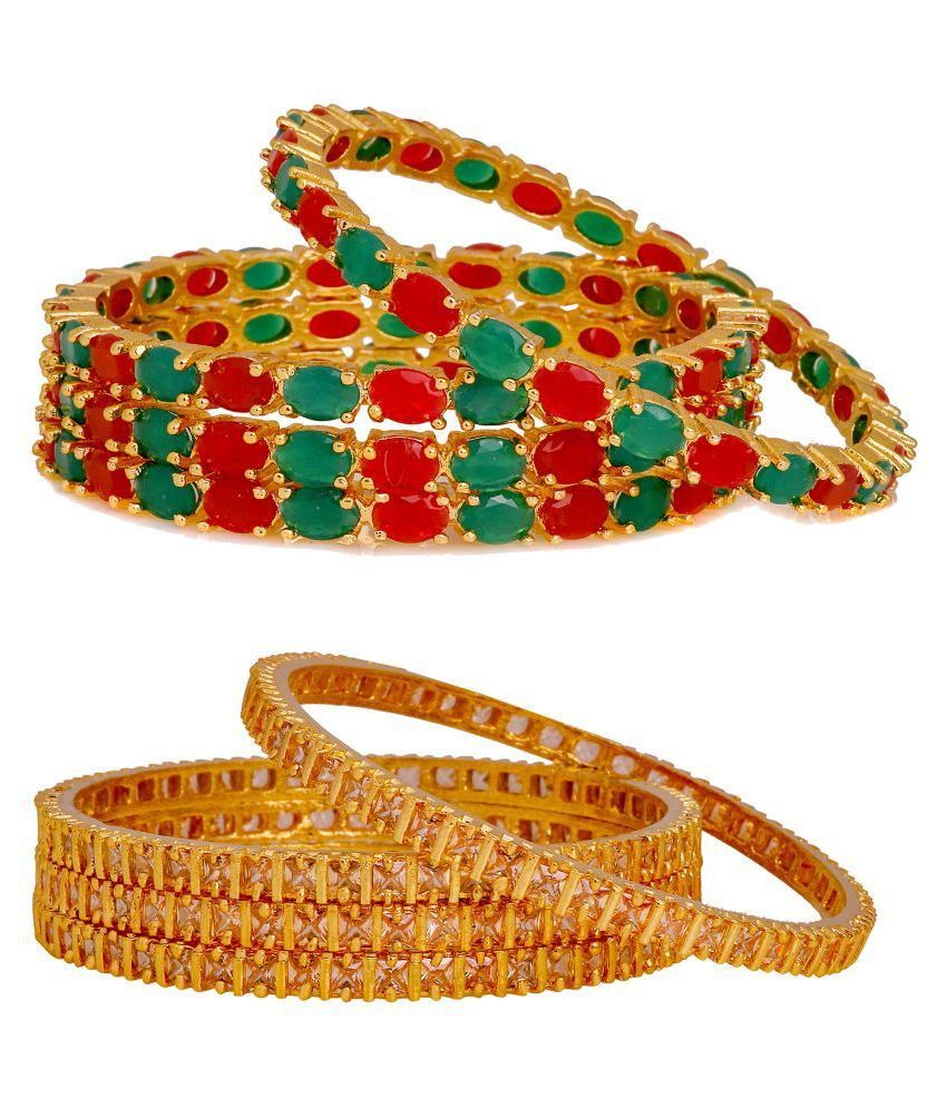 Manikya Traditional Bengali Bangles Copper with 24ct Gold Plated (Set