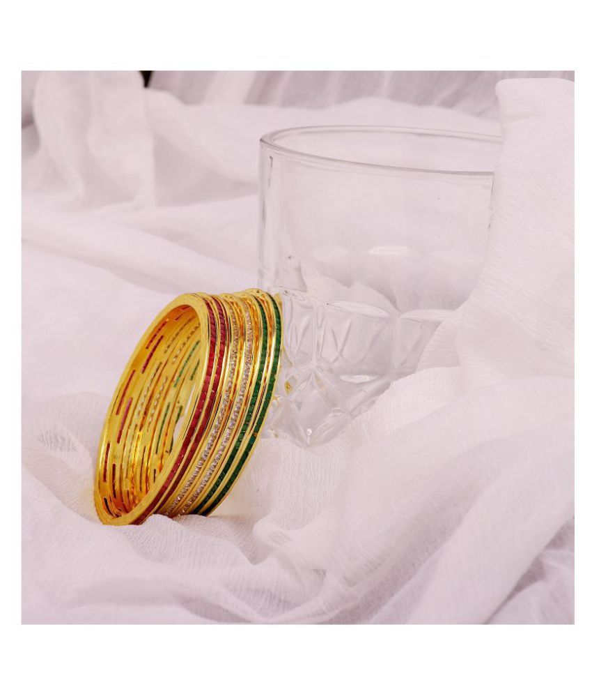 Manikya Traditional Bengali Bangles Copper with 24ct Gold Plated (Set