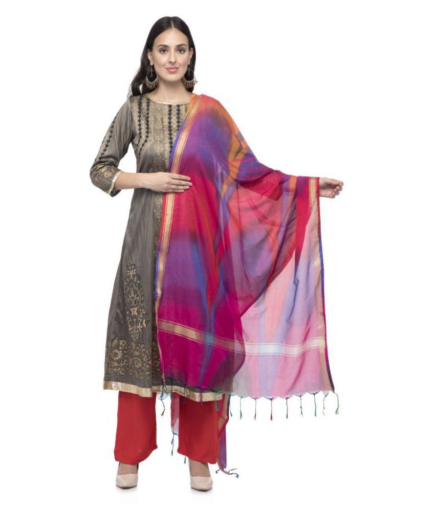 A R Silk Multicoloured Katan Silk Tie & Dye Dupatta