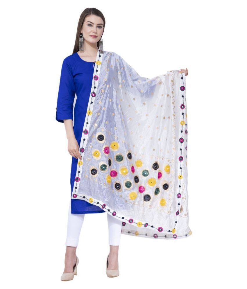     			A R Silk White Silk Dupatta