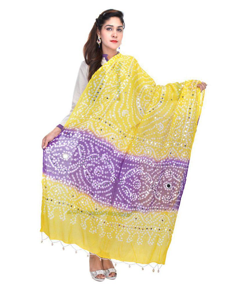 Rajasthani Sarees Yellow Cotton Bandhej Dupatta Price in India - Buy ...