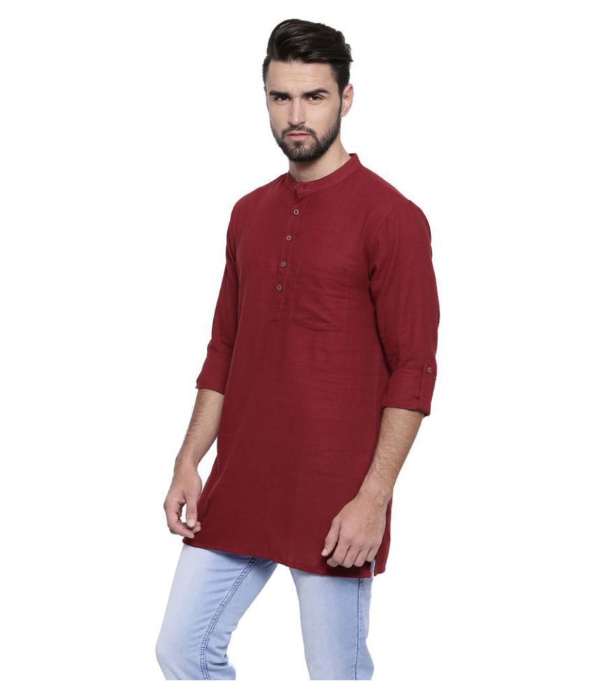 Riders Maroon Cotton Kurta Single - Buy Riders Maroon Cotton Kurta ...