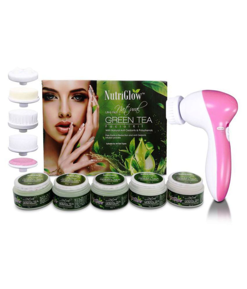     			Nutriglow Green Tea Facial Kit (250gm) and 5 in 1 Rotating Face Massager 