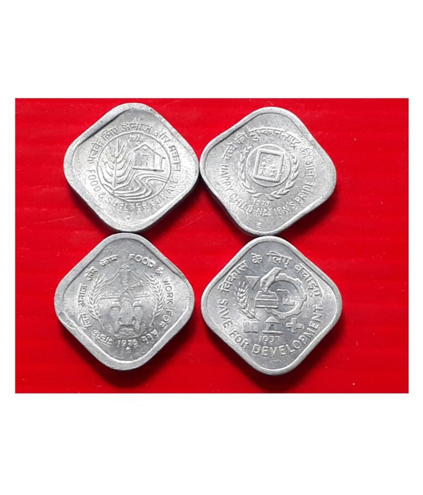 NEW * 5 PAISA PAISE COMMEMORATIVE - 4 COINS ALL DIFFERENT YEAR SET - UNC / UNCIRCULATED CONDITION - INDIA