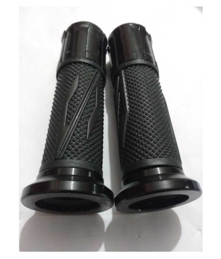 Biking Hub Bike Rubber and Aluminium Handle Grip (Set of 2) Black for