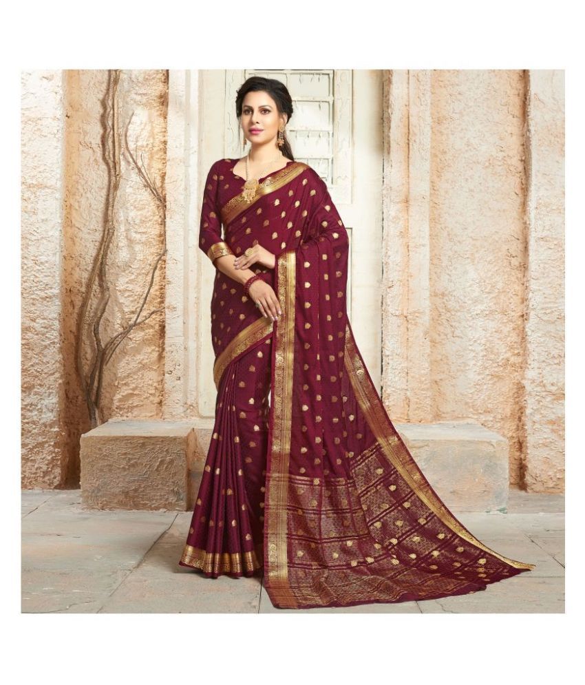     			Shaily Maroon Silk Blends Saree