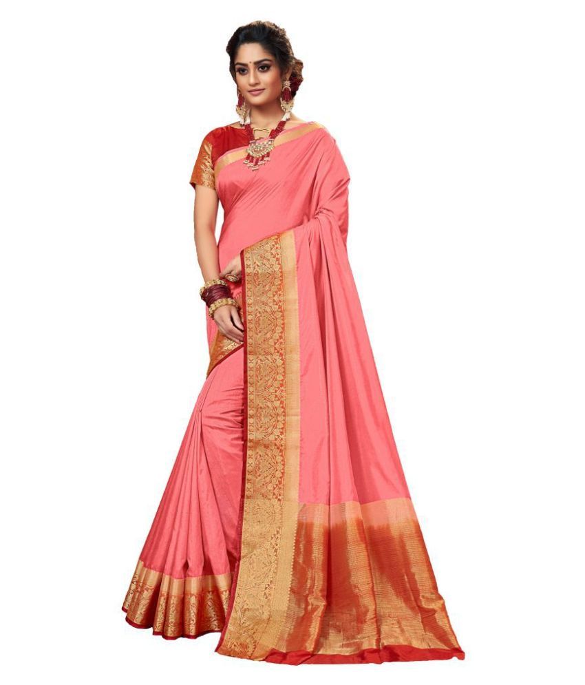     			Shaily Pink Silk Blends Saree