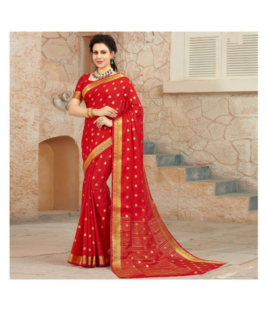     			Shaily Red Silk Blends Saree