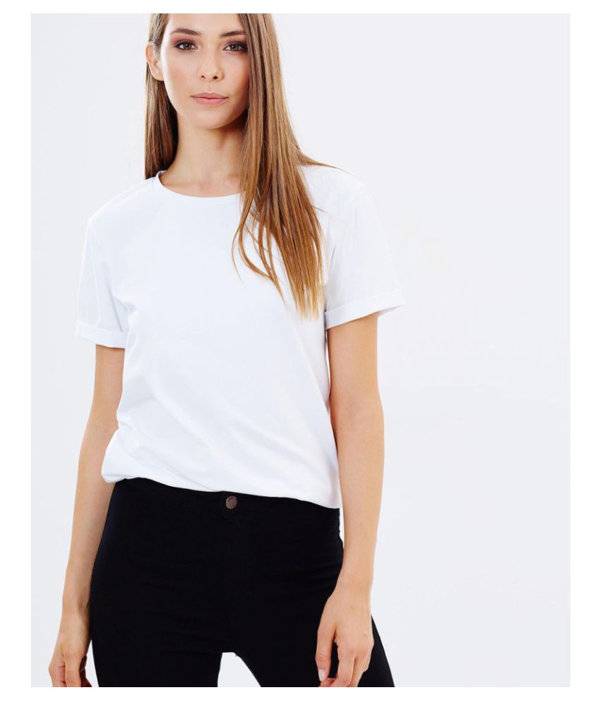     			Trends Tower Cotton White T-Shirts