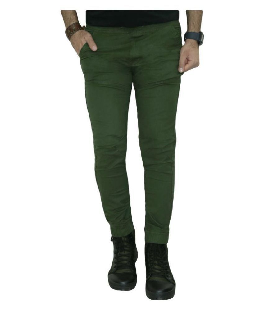     			Urban Legends Dark Green Regular -Fit Flat Joggers