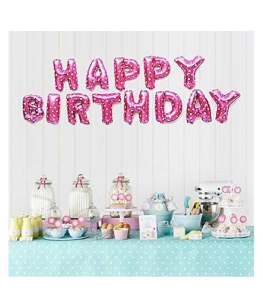     			GNGS Solid "HAPPY BIRTHDAY" Letters Foil Toy Balloons (Pink, Pack of 13)