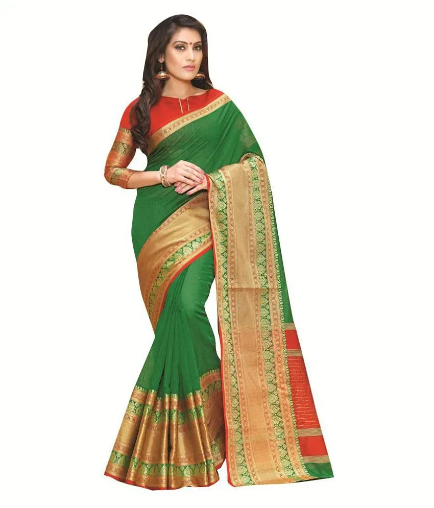 Aika - Multicolor Cotton Blend Saree With Blouse Piece (Pack of 1) Price in  India - Buy Aika - Multicolor Cotton Blend Saree With Blouse Piece (Pack of  1) Online at Snapdeal