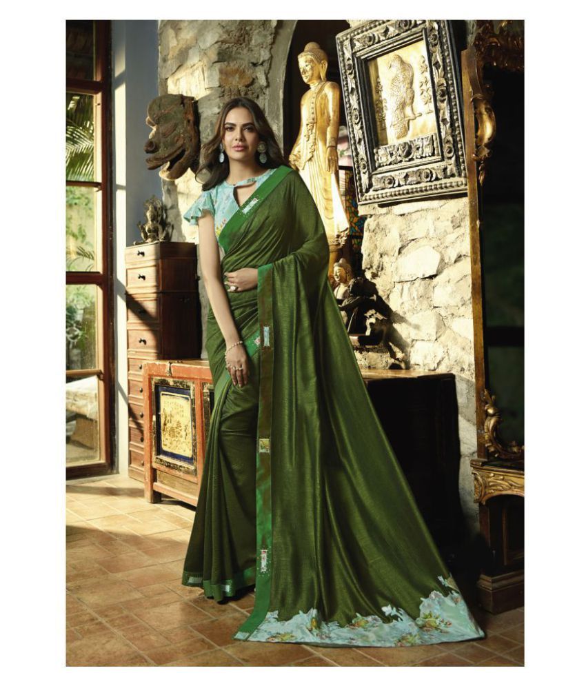     			Aarrah Green Georgette Saree