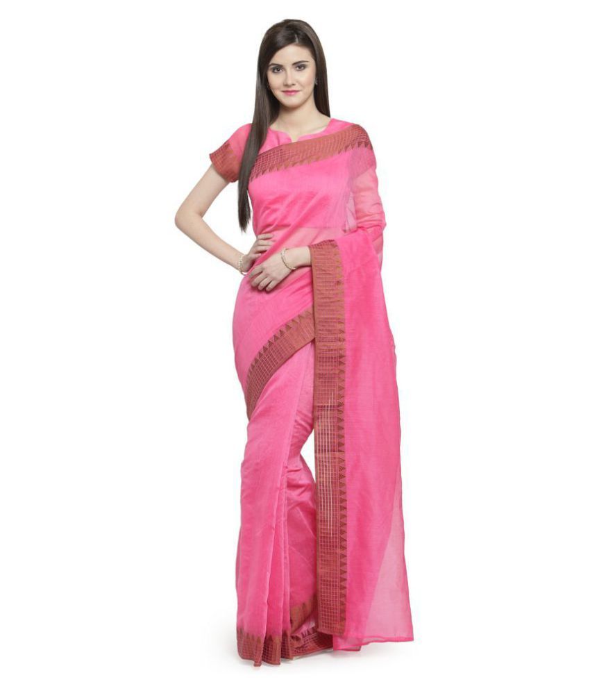     			Aarrah Pink Linen Saree