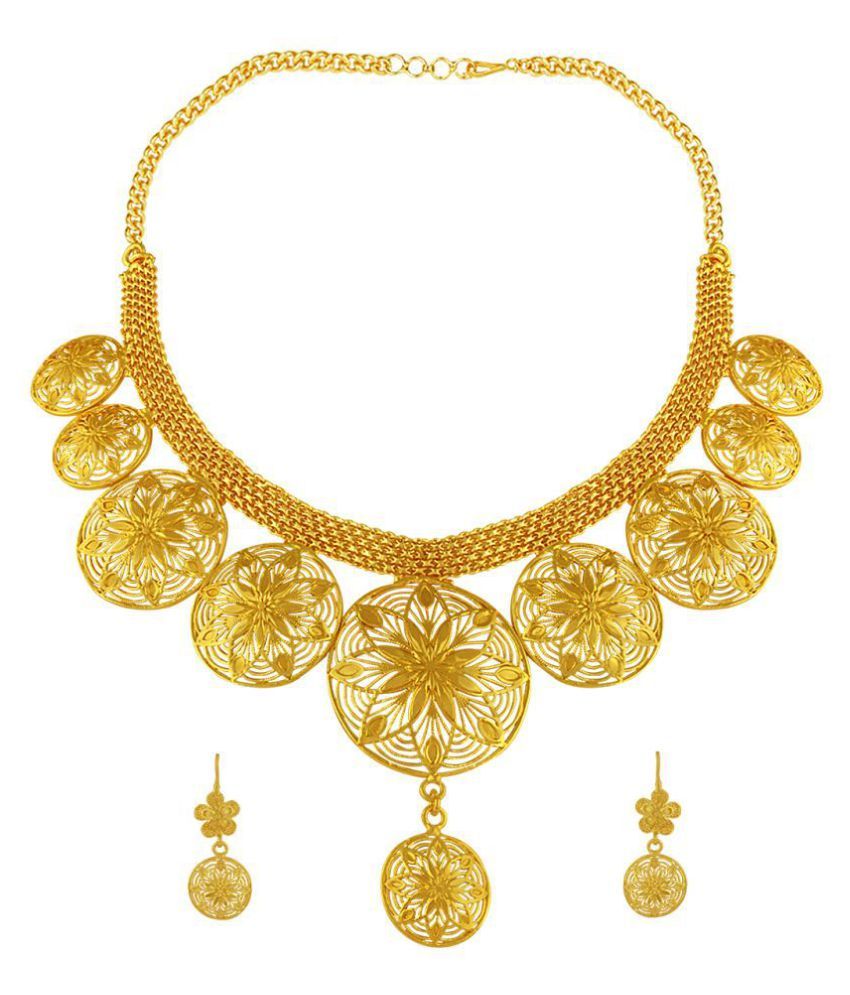     			Alamod Alloy Golden Princess Traditional Gold Plated Necklaces Set