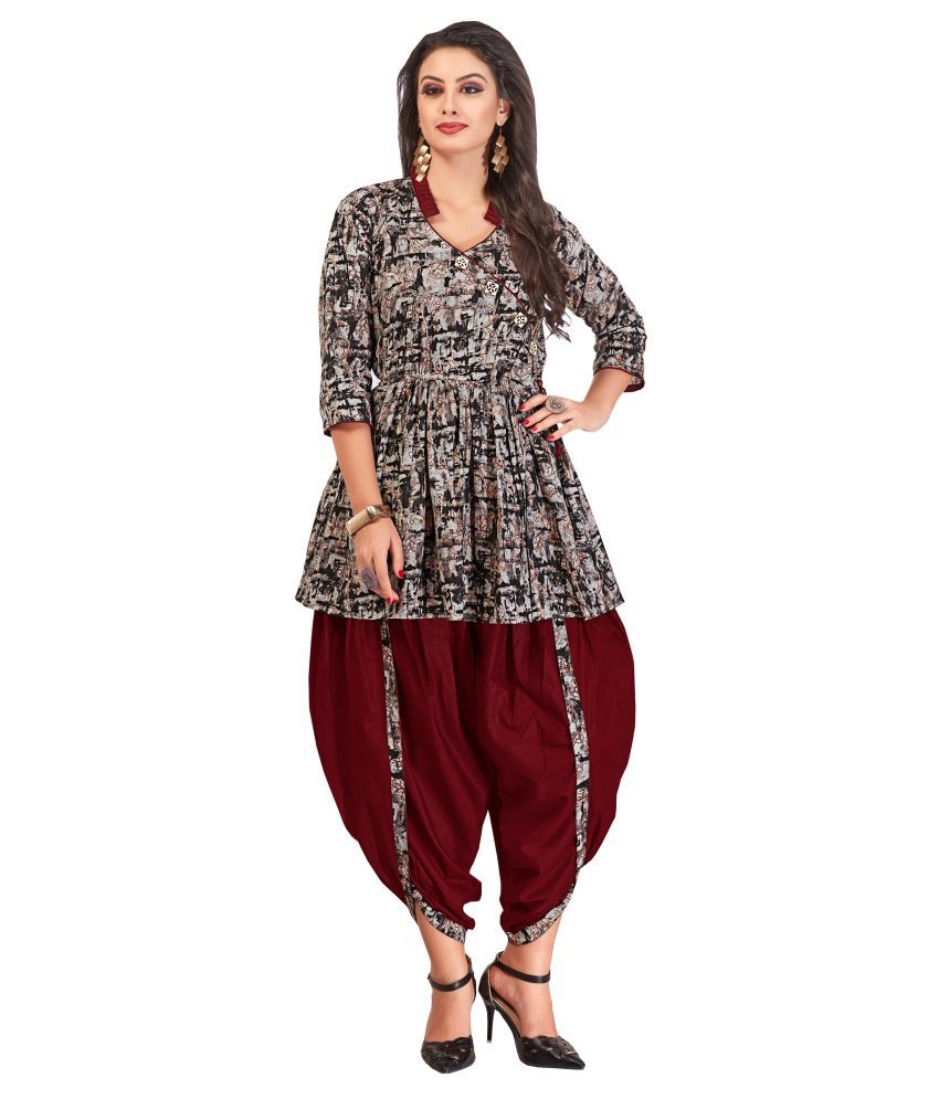 Me Lady Fashion Maroon Cotton Frock Style Kurti - Buy Me Lady Fashion Maroon Cotton Frock Style 