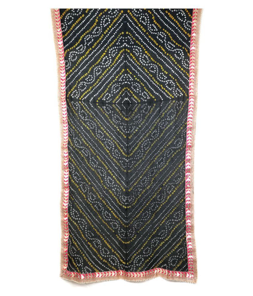     			Raj Black Art Silk Bandhej Dupatta