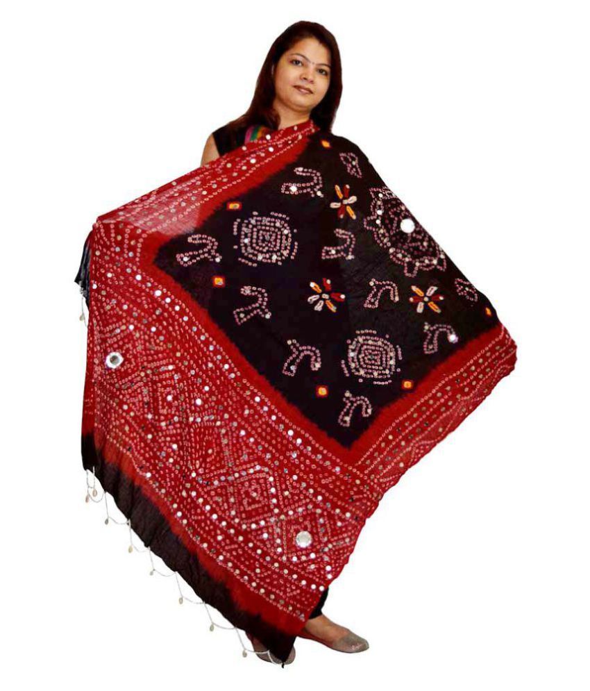     			Raj Black Cotton Bandhej Dupatta